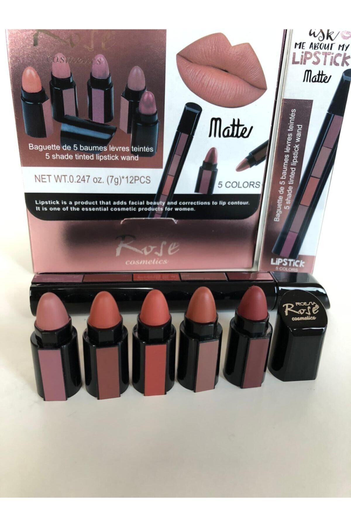 Rose 5li Kalem Model Ruj Seti